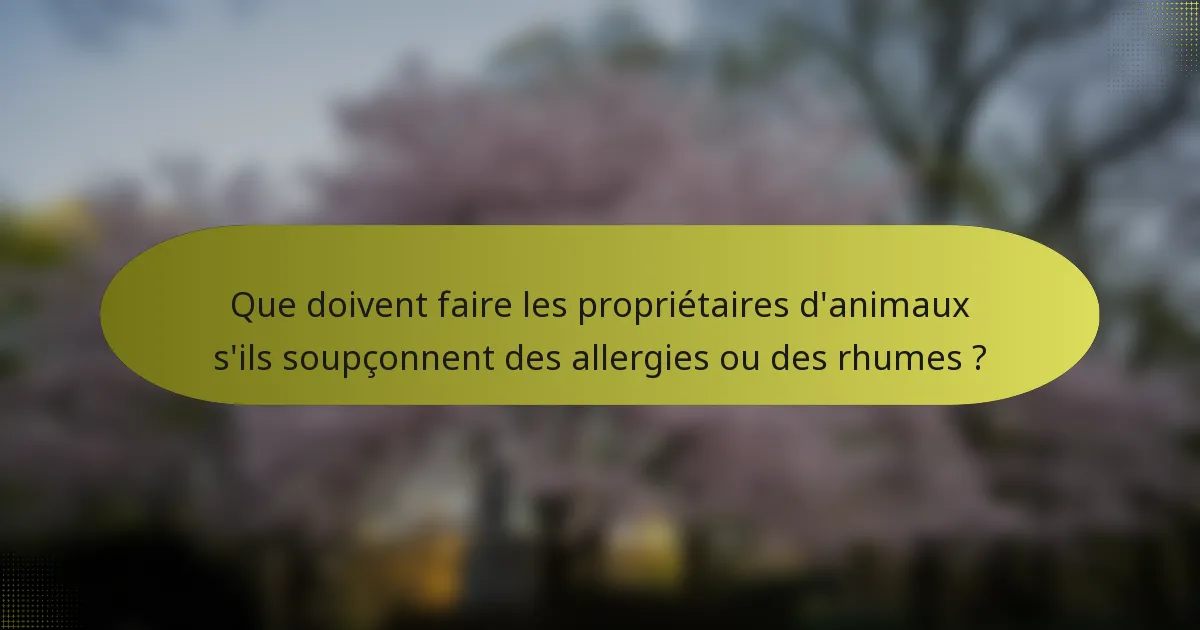 Que doivent faire les propriétaires d'animaux s'ils soupçonnent des allergies ou des rhumes ?