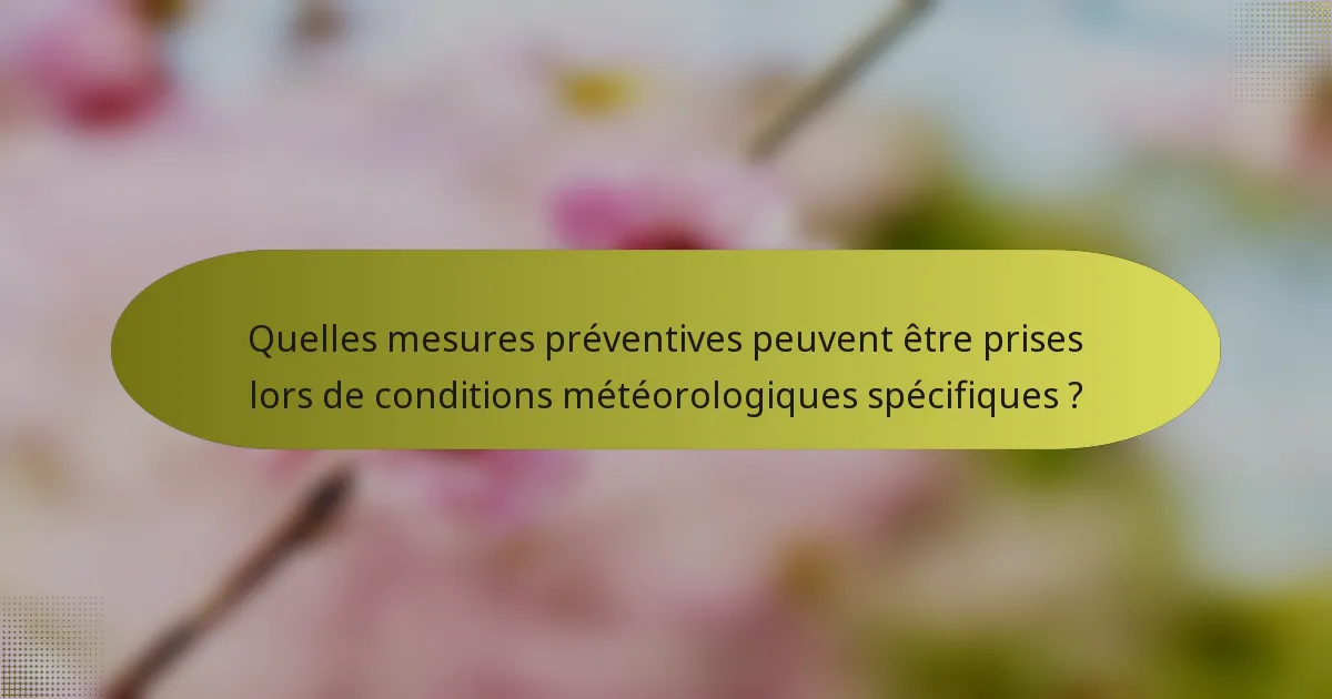 Quelles mesures préventives peuvent être prises lors de conditions météorologiques spécifiques ?