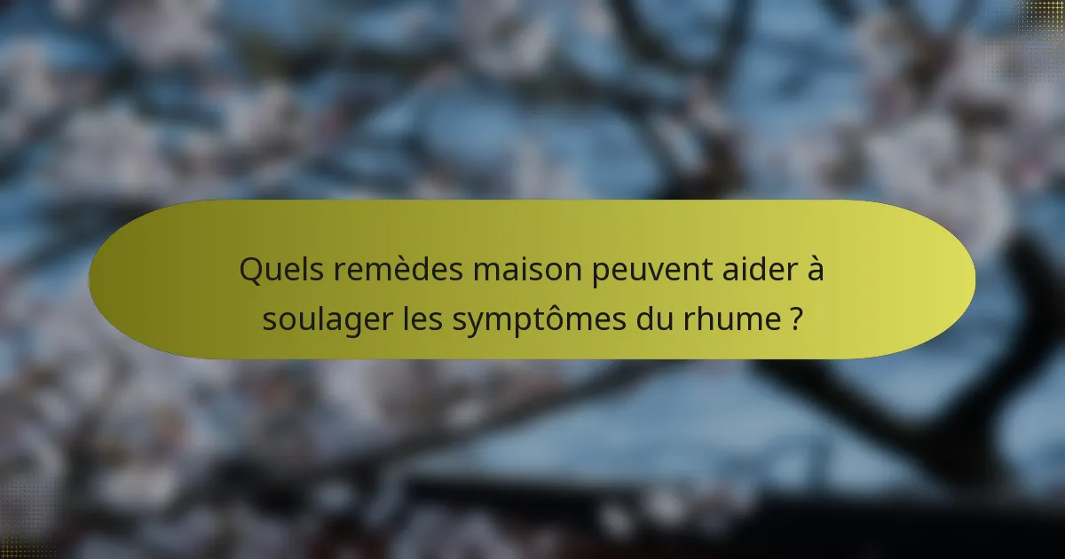 Quels remèdes maison peuvent aider à soulager les symptômes du rhume ?